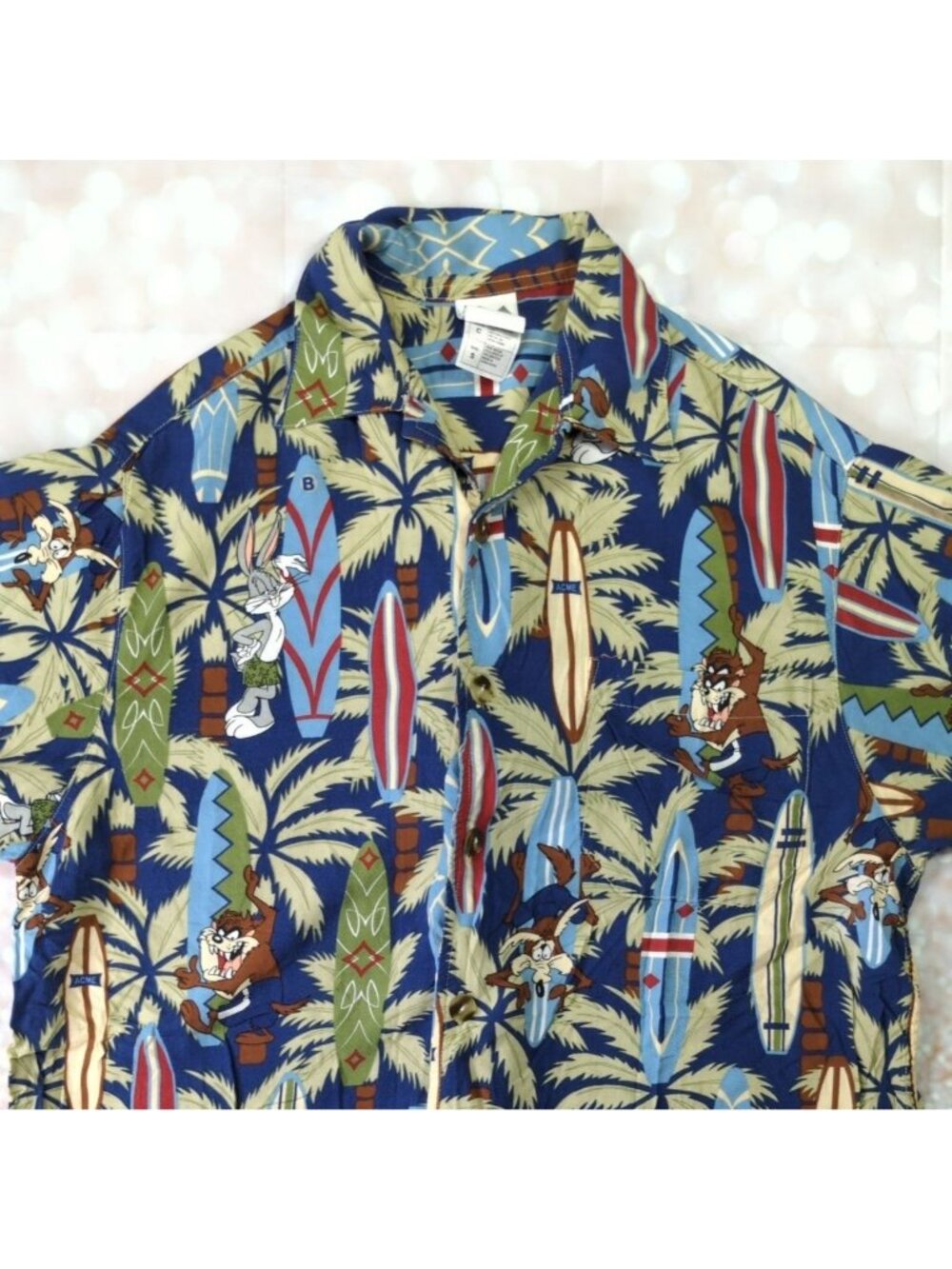 Warner Brothers Tasmanian Devil Surf Short Sleeve Shirt, Men's Small